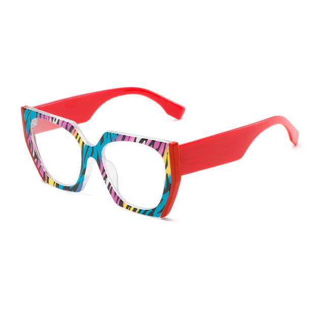 New color floral large frame plain glasses frame anti-blue light reading glasses