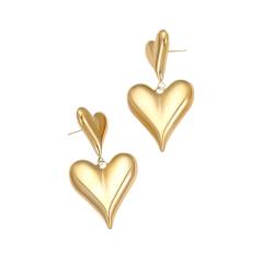 18KG chunky heart stainless steel earrings