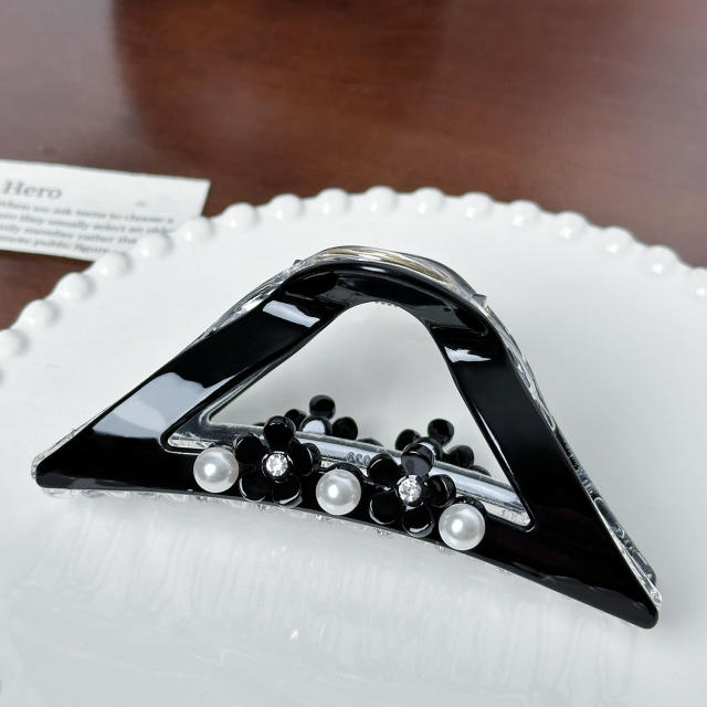High-grade Sense Diamond-encrusted Pearl Large hair claw clips