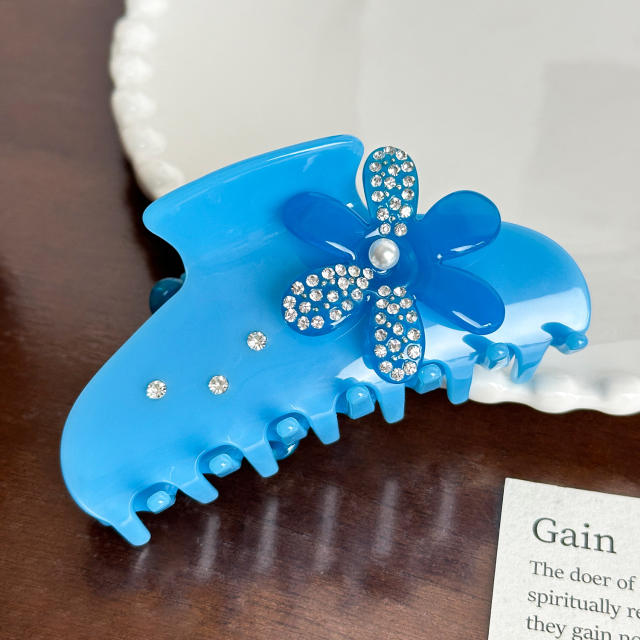 Acetic acid plate high-grade blue color flower hair claw clips hairpins