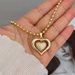 18KG full diaond heart mix color copper necklace pendant necklace
