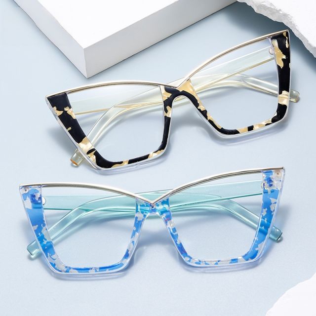 New Flower Large Frame Cat's Eye Anti-blue Light reading glasses