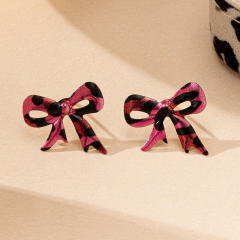 New multi-printed leopard bow earrings