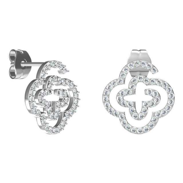 French Gentle Personality Full Diamond Earrings Titanium Steel Hollow earrings
