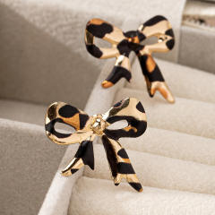 New multi-printed leopard bow earrings