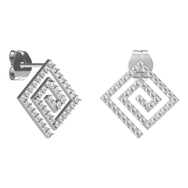 French Gentle Personality Full Diamond Earrings Titanium Steel Hollow earrings