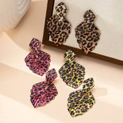 New multi-printed leopard leaf earrings