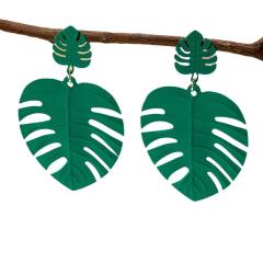 Personality Punk Metal Exaggerated Hollow Oversized Leaves Women's Earrings