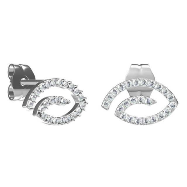 French Gentle Personality Full Diamond Earrings Titanium Steel Hollow earrings