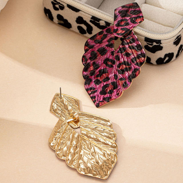 New multi-printed leopard leaf earrings