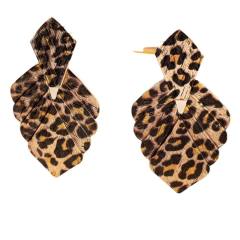 New multi-printed leopard leaf earrings