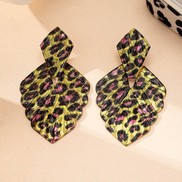 New multi-printed leopard leaf earrings