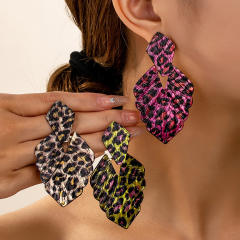 New multi-printed leopard leaf earrings