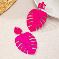 Personality Punk Metal Exaggerated Hollow Oversized Leaves Women's Earrings