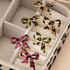 New multi-printed leopard bow earrings