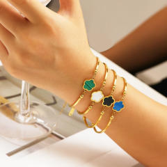 18K Gold-plated Simple Flower stainless steel bangle bracelet