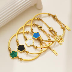 18K Gold-plated Simple Flower stainless steel bangle bracelet