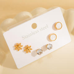French exquisite titanium steel earrings set