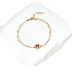 Geometric ruby cubic zircon tennis chain bracelet stainless steel bracelet
