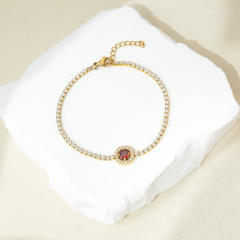 Geometric ruby cubic zircon tennis chain bracelet stainless steel bracelet