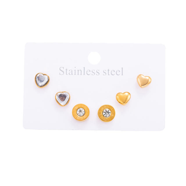French exquisite titanium steel earrings set