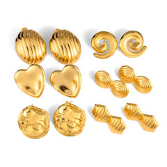 Exaggerated Pleated stainless steel earrings Hiphop big earrings collection