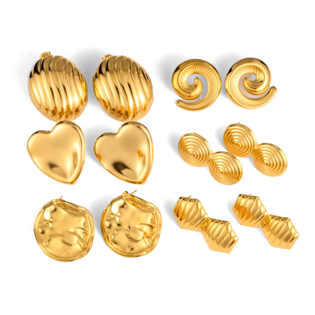 Exaggerated Pleated stainless steel earrings Hiphop big earrings collection