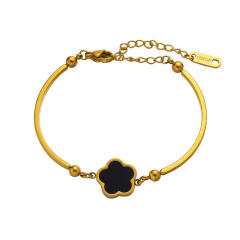18K Gold-plated Simple Flower stainless steel bangle bracelet
