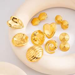 Exaggerated Pleated stainless steel earrings Hiphop big earrings collection