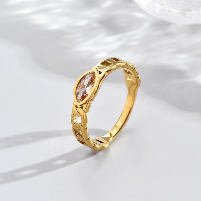 Elegant oval cubic zircon stainless steel rings
