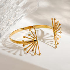 Stainless Steel Sunflower Hollow cuff bangle Ins Cold Style Light Luxury High-grade stainless steel bangle