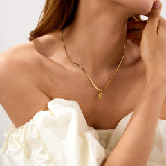 Colorful enamel diamond pendant stainless steel necklace