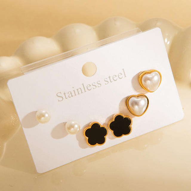 French exquisite titanium steel earrings set