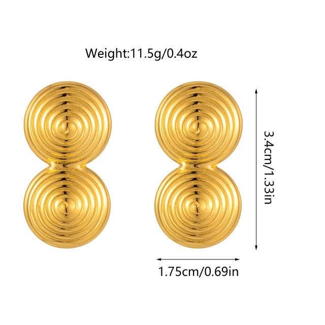 Exaggerated Pleated stainless steel earrings Hiphop big earrings collection