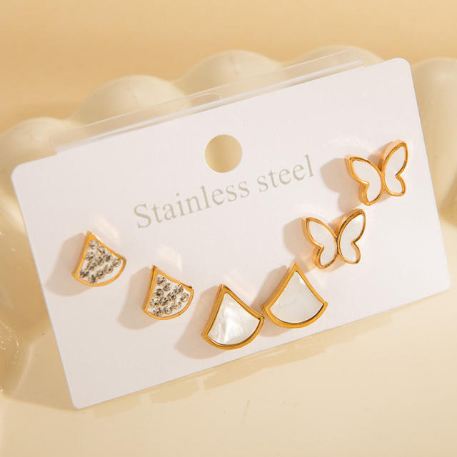 French exquisite titanium steel earrings set