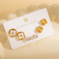 French exquisite titanium steel earrings set