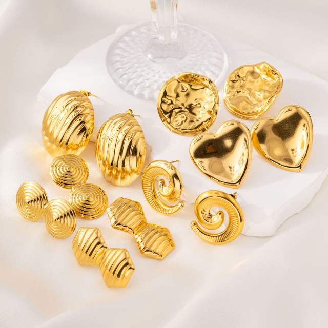 Exaggerated Pleated stainless steel earrings Hiphop big earrings collection