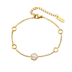 Elegaant five petal flower mother shell stainless steel bracelet