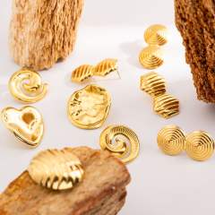 Exaggerated Pleated stainless steel earrings Hiphop big earrings collection