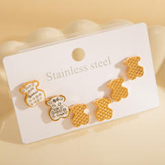 French exquisite titanium steel earrings set