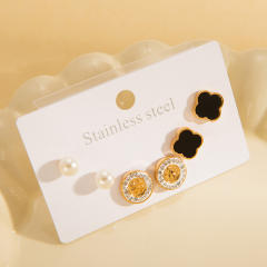 French exquisite titanium steel earrings set