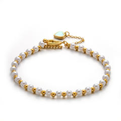 Easy match elegant pearl bead stainless steel bracelet