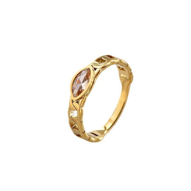 Elegant oval cubic zircon stainless steel rings