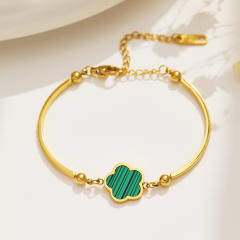 18K Gold-plated Simple Flower stainless steel bangle bracelet