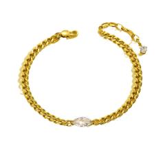 Elegant oval shape diamond infinity symbol stainless steel bracelet