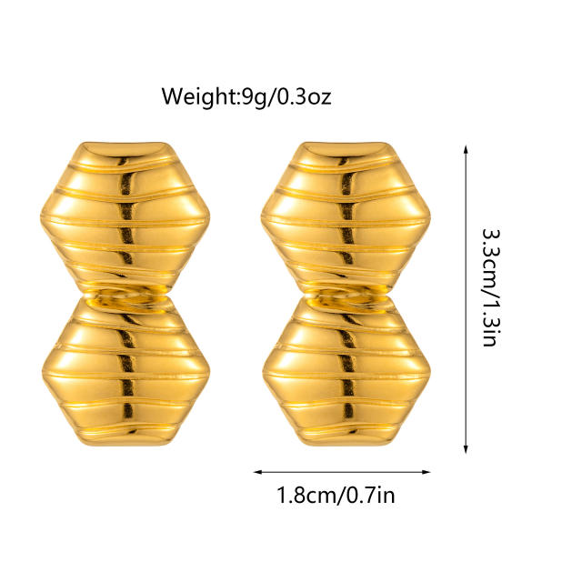 Exaggerated Pleated stainless steel earrings Hiphop big earrings collection