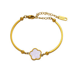 18K Gold-plated Simple Flower stainless steel bangle bracelet