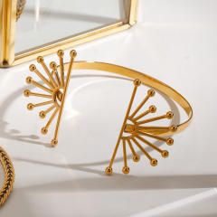 Stainless Steel Sunflower Hollow cuff bangle Ins Cold Style Light Luxury High-grade stainless steel bangle