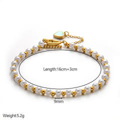 Easy match elegant pearl bead stainless steel bracelet