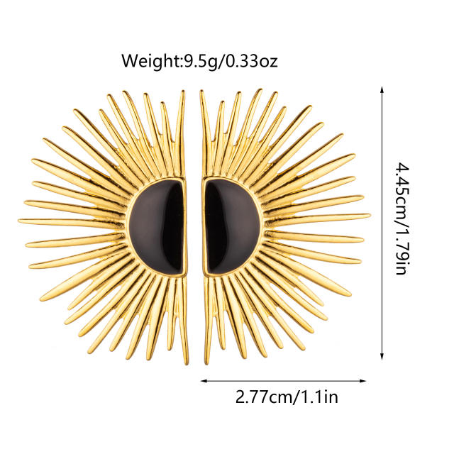 18KG enamel sunflower stainless steel earrings big earrings